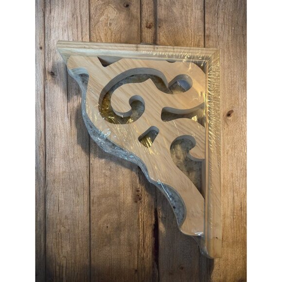 Ornamental Corner Bracket Unfinished Wood Corbel 12"x10.5" New - Picture 3 of 7